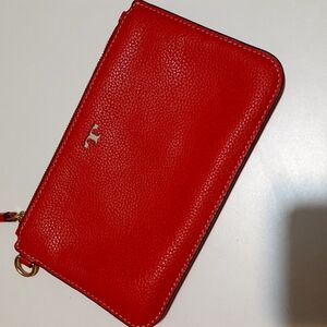 Red Leather Clutch Wristlet